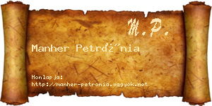 Manher Petrónia névjegykártya